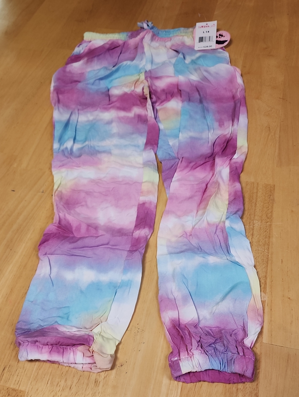 NWT 1st Kiss Girls Pastel Tie Dye Jogger Pants Size L 14